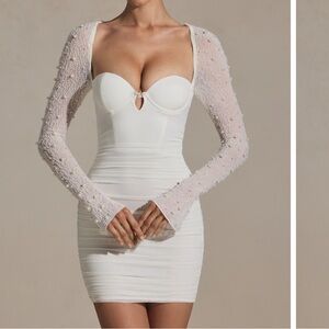 Oh Polly White Beaded Dress